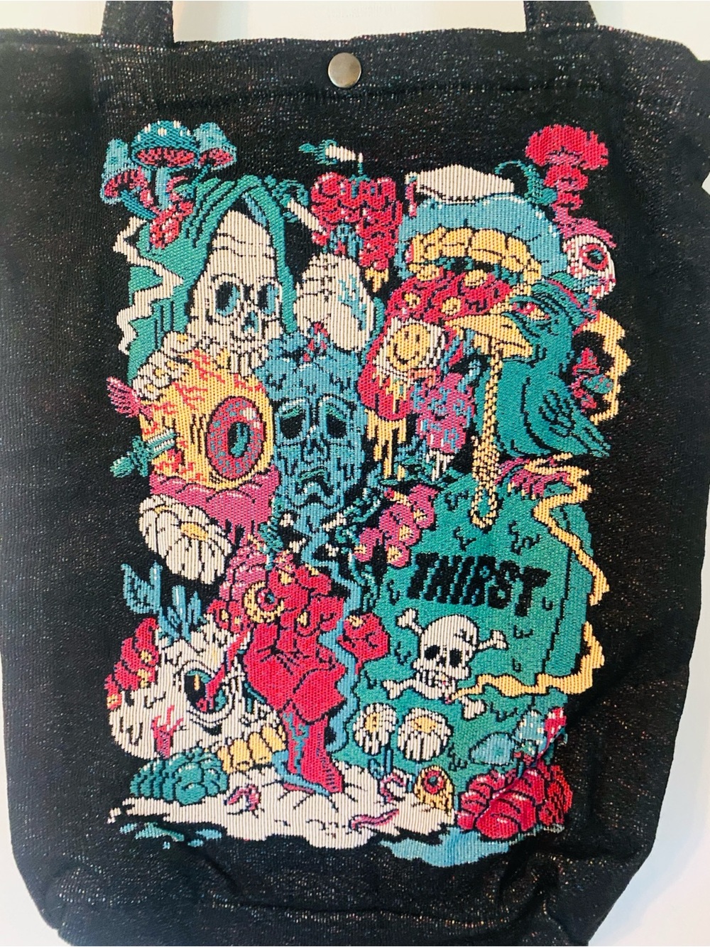 Official limited-edition Liquid Death "Death Drip" tote bag Cat Dirty cartoon